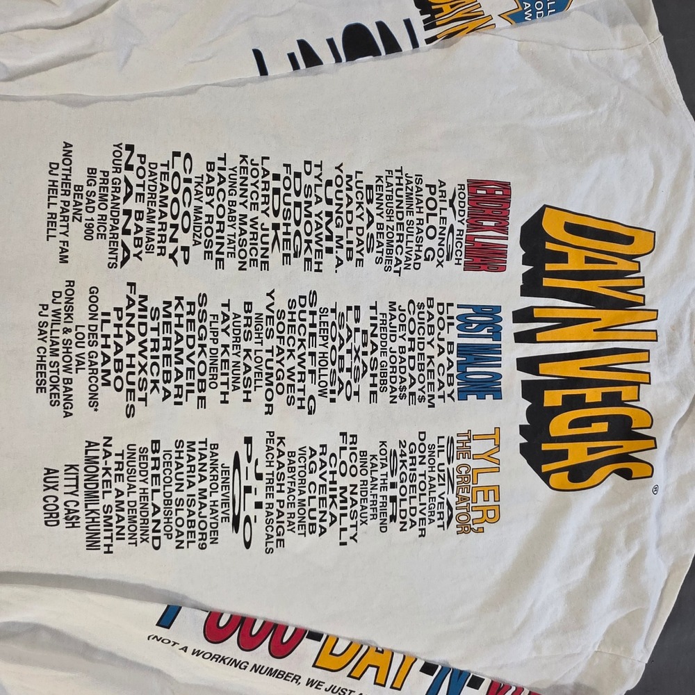 Day N Vegas 2021 Music Festival Long Sleeve T-Shirt Kendrick Lamar Tyler XL - Picture 7 of 9